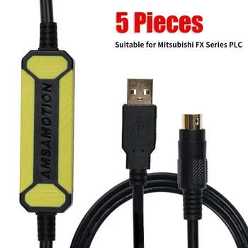 5 броя USB-SC09-FX за Mitsubishi FX Series PLC кабел за програмиране FX0N FX1N FX2N FX0S FX1S FX3U FX3G комуникационен кабел за данни