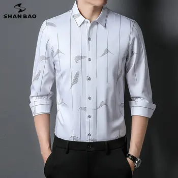 Мъжка риза с дълъг ръкав Обикновена копче за работа Модна тенденция Ежедневна бизнес риза Пролетна и есенна нова риза