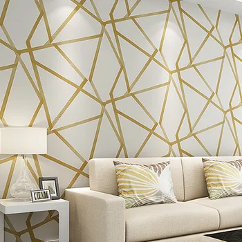 10M Златен геометричен тапет Тапет Модерен дизайн Шарени триъгълник модел спалня хол домашен декор