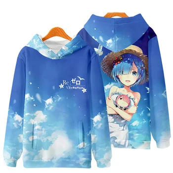 New Anime Re Zero Hoodies Emiria 3D Print Rem And Ram Мъже Жени Улично облекло Извънгабаритни пуловери Суитчъри с качулки Детски дрехи