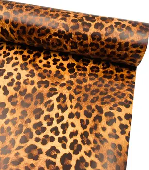 45cm ширина винил леопард печат тапет за дома стена декор самозалепващи водоустойчив стена стикер дебели сменяеми контакт хартия