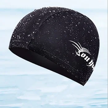 Еластична водоустойчива плувна шапка Дълга коса Шапка за защита на ушите Спортна шапка за басейн Man Водолазна плувна шапка Удобна шапка за къпане