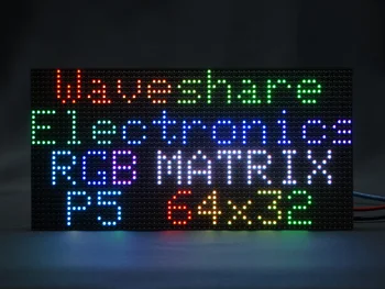Waveshare RGB пълноцветен LED матричен панел, 5mm стъпка, 64×32 пиксела, регулируема яркост, светодиоди за Raspberry Pi