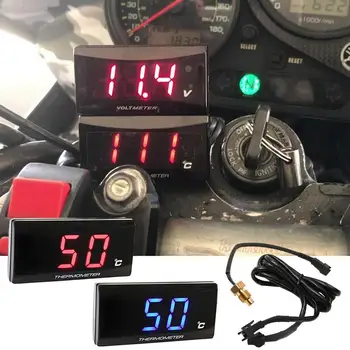 Мотоциклет цифров термометър инструмент цифров дисплей тънка температура на водата габарит метър аксесоар за състезателни автомобили скутер