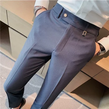 2023 Есен Нов твърд прав случаен панталон Мъжки прост универсален бизнес социален панталон Официален офис тънък годни костюм панталони