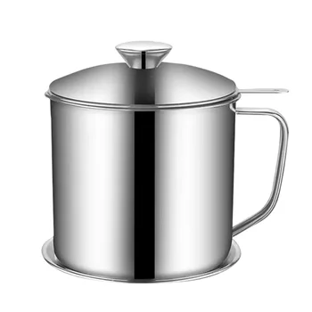 Неръждаема стомана грес цедка масло супа сепаратор удобен многофункционален маслен филтър саксия за дома кухня притурка (сребро)