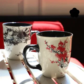 Нова температура обезцветяване промяна керамични чаша китайски стил цвете кафе чаши творчески вода купа фестивал двойка чаши подарък
