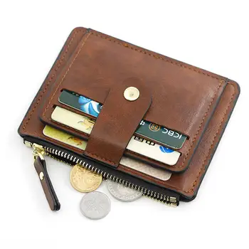 Луксозен малък мъжки притежател на кредитна карта портфейл мъжки тънък кожен портфейл с монета джоб марка дизайнер чанта за мъже жени