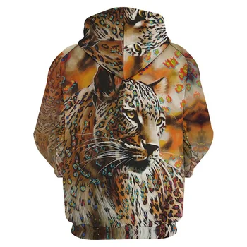 Animal Leopard Graphic Hoodie Мъжко облекло 3D Panthera Pardus Печатни качулки Жени Harajuku Fashion y2k Пуловери Качулка с качулка