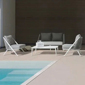 Открит диван ратан стол комбинация двоен двор балкон ратан тъкани диван слънчева стая хотел настаняване мебели
