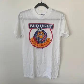 Реколта 1987 Bud Light Shirt Възрастен Medium Spuds MacKenzie Dog Beer Мъжки 80-те години Редки