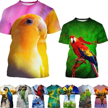 Parrot Bird 3D печат Casual тениска мода жени мъже къс ръкав върховете
