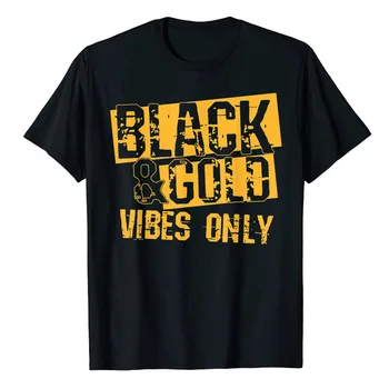 Black Gold Vibes Only Game Day Групова риза за гимназиална футболна тениска Team Pride Sayings Graphic Tee Top Schoolwear Outfit