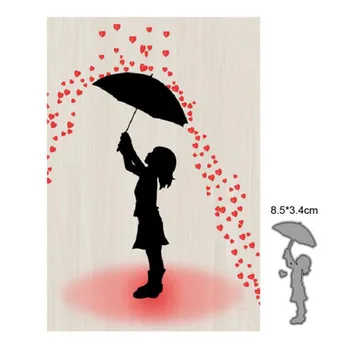Heart чадър момиче метал нарязани матрици шаблони скрапбукинг фотоалбум декоративни щамповане DIY хартиени карти