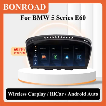 BONROAD Автомобилна мултимедия GPS за BMW Серия 5 E60/3 Серия E90 2006 2007 2008 2009 2010 Безжичен HiCar Carplay Android Auto Linux