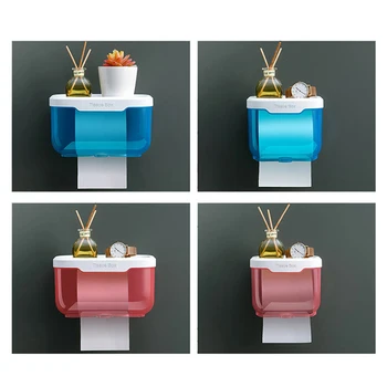 Punch-свободен тоалетна хартия притежателя кутия водоустойчив съхранение тоалетна хартия съхранение багажник хартия кърпа кухня баня съхранение кутия