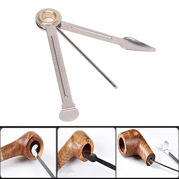 3 in1 Преносими многофункционални инструменти за почистване на тръби за пушене Аксесоари за тютюн от неръждаема стомана Pipe Reamers Инструмент за почистване на тампер