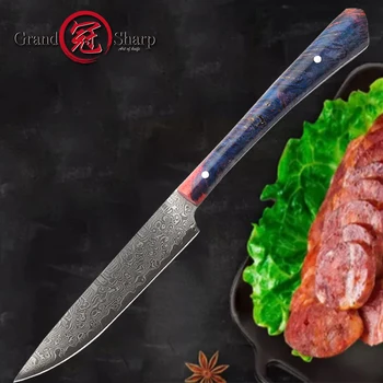 Grandsharp Дамаск кухненски нож AUS-10 японски Дамаск стомана пържола полезност домати паринг кухненски ножове У дома Инструменти за готвене