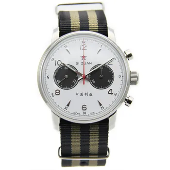 SEAKOSS REDSTAR Panda Pilot Chronograph Watch Mens 42mm ST1901 Движение Hardlex Men Механични часовници 1963 Swan-Neck водоустойчив