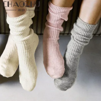 CHAOZHU 3 двойки смесени цветове зима сгъстяване топли жени сняг ден студено време чорапи хлабав Sox комплект подарък за Нова година