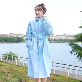 Възрастен защитен дъждобран Дамска мода туризъм дълго едно парче цип водоустойчив тренчкот корейска версия цялото тяло дъждобран