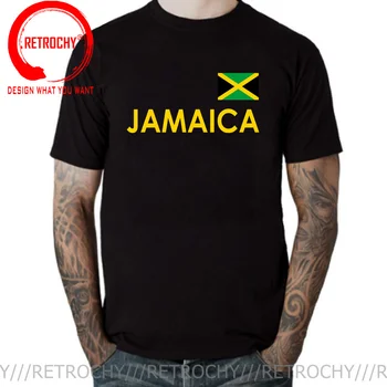 Vintage Tee Shirt JAMAICA T-shirt Schwarz/gelb Mit Flagge T Shirt for Men Ямайка Rasta Reggae Марка T ризи Модно облекло