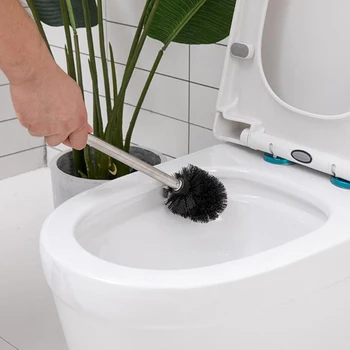 Scrubbers тоалетна четка баня главата & дръжка замяна неръждаема стомана хром спирала дизайн домакински продукти