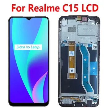 6.5'' Ново за Realme C15 LCD дисплей екран сензорен панел дигитайзер резервни части за Realme C15 LCD с рамка RMX2180