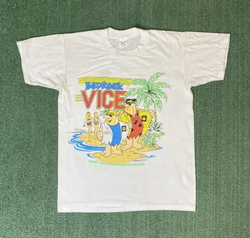 Vintage 1985 Flintstone Bedrock Vice Shirt Размер L Фред Барни дълги ръкави