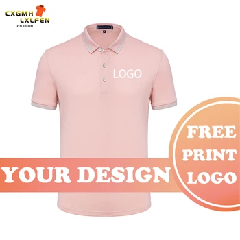 Лято нови 7-цветни мъже и жени износоустойчиви POLO риза обичай LOGO случайни ревера къс ръкав печат DIY марка текст