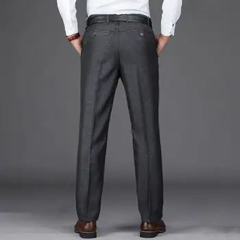 Мъжки костюм панталони висока талия направо против бръчки мъже панталони дълбоко чатала бизнес младоженец костюм панталони мъжко облекло