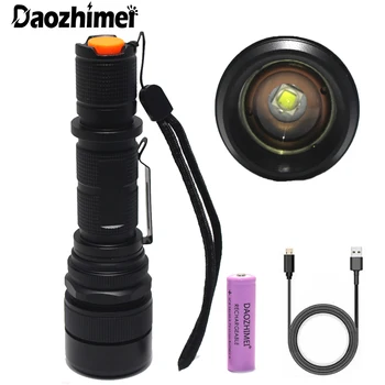 Portable XM-L2 Zoomable Led фенерче Flash светлина USB тактически факел 5 режима водоустойчив лов къмпинг 18650 осветление светлина