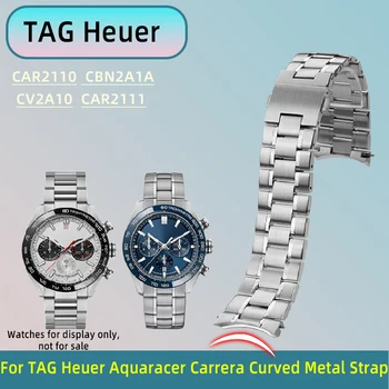 22mm извита каишка за TAG Heuer Carrera метална каишка Aquaracer 300 висококачествена прецизна стоманена каишка за часовник метална каишка гривна