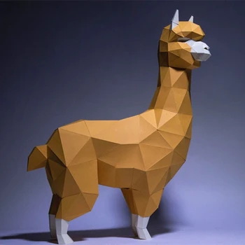 3D Alpaca Lama Paper Craft Origami Low Poly Trophy Sculpture Paper Model Sheep Camel Animal Model Интериорна декорация Творчество