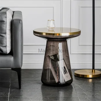 Nordic Прозрачни стъклени камбани Холна маса за мебели за хол Дизайнер на дома Творчески малък апартамент Ins Диван странична маса