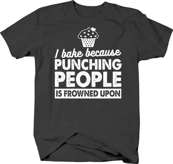 I Bake Because Punching People is Намръщена с Cupcake T Shirt с дълъг ръкав