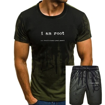 Аз съм корен T ризи мъже памук новост тениски Ubuntu команден ред Linux Unix хакерство тройници фитнес дрехи графичен