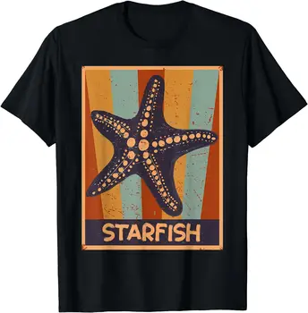 плаж 70-те години реколта морски звезди изкуство облекло подарък ретро звезда мъже жени къс ръкав памучна тениска