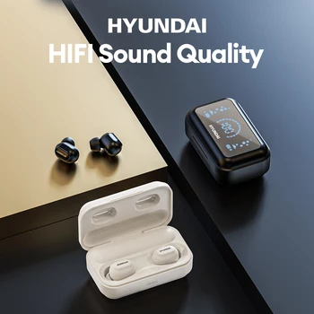 Оригинален HYUNDAI T04 HIFI стерео звукови слушалки Bluetooth 5.3 дълги слушалки в режим на готовност TWS безжични 1200mA слушалки Led дисплей