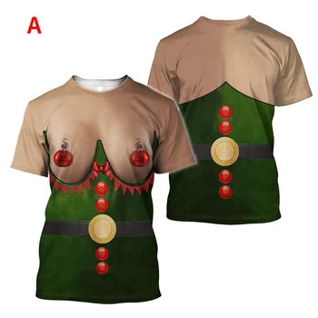 Идеи за коледни подаръци Грозна тениска за мъже Смешни 3D печат Коледа Cosplay сцена облекло тениска жени къси ръкави върховете тениска