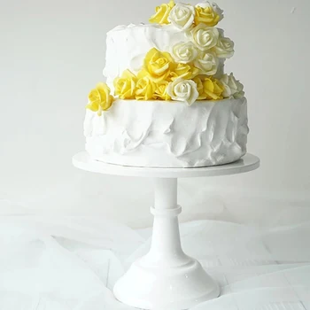 Метална желязна стойка за торта Кръгла пиедестал Десертен държач Cupcake Display Rack Bakeware Бяла декорация на сватбено тържество