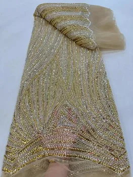 Луксозен френски мрежест ръчно изработен формован дантелен плат 2023 Висококачествени африкански пайети младоженец дантелени тъкани за нигерийска сватбена рокля