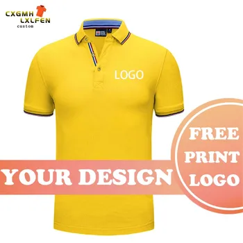 12-цветна POLO риза от висок клас персонализиране случайна мода всички мач ревера плътен цвят унисекс DIY марка лого текст