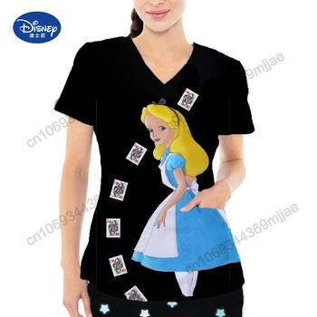 Disney Pocket V-образно деколте Дамска тениска Дамски тениски Японски Y2k Дрехи Дамски Graphic Tee Cute Tops Дамско облекло Тениска Yk2