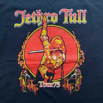 JETHRO TULL TOUR 1975 Подарък за фен черна тениска с всички размери QQ1159