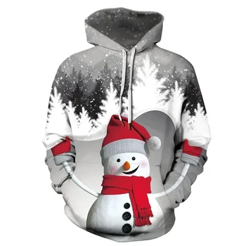 Нов детски Коледа 3D забавно снежен човек печат модел пуловер Начало Детски суитчър Casual мода Мъжки и дамски Hoodi