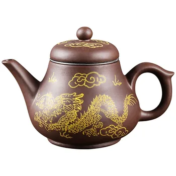 Yixing-лилав глинен чайник, чайник с голям капацитет, единична саксия с вграден филтър от неръждаема стомана, домакински комплект за чай Kungfu