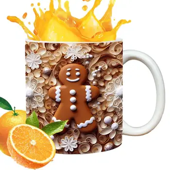 3D Gingerbread Man Print Керамични чаши за кафе Коледни подаръци чаша вино бира сок напитка чай чаши чаша джинджифил мъже кафе чаша 350ml