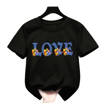 Disney Мечо Пух Лято Писмо Детска тениска Kawaii T Shirt Карикатури Случайни Kid Girl Boy Къс ръкав Tops