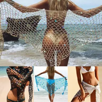 2022 Секси жени Летен плажен триъгълник обвива кухи бански костюми плетене на една кука бикини покриват прозрачен бански костюм Ново пристигане